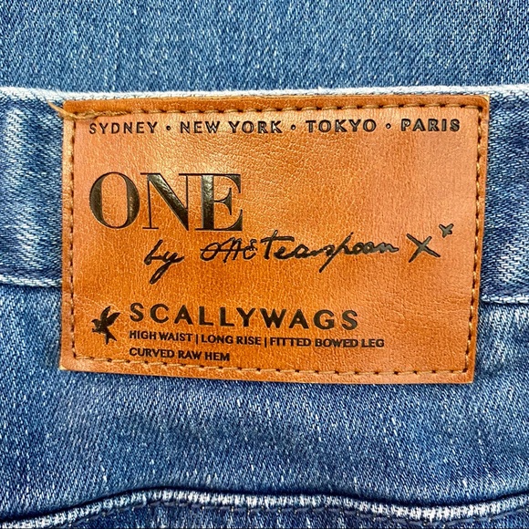 ONE TEASPOON Scallywags High Rise Bowed Leg Jeans Blue Denim Size 26/4/Small - Picture 6 of 10